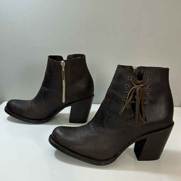 Redhawk Boot Co.Amy Leather Side Lace Ankle Boots 9 Cottagecore Prairie Western - Picture 3 of 16